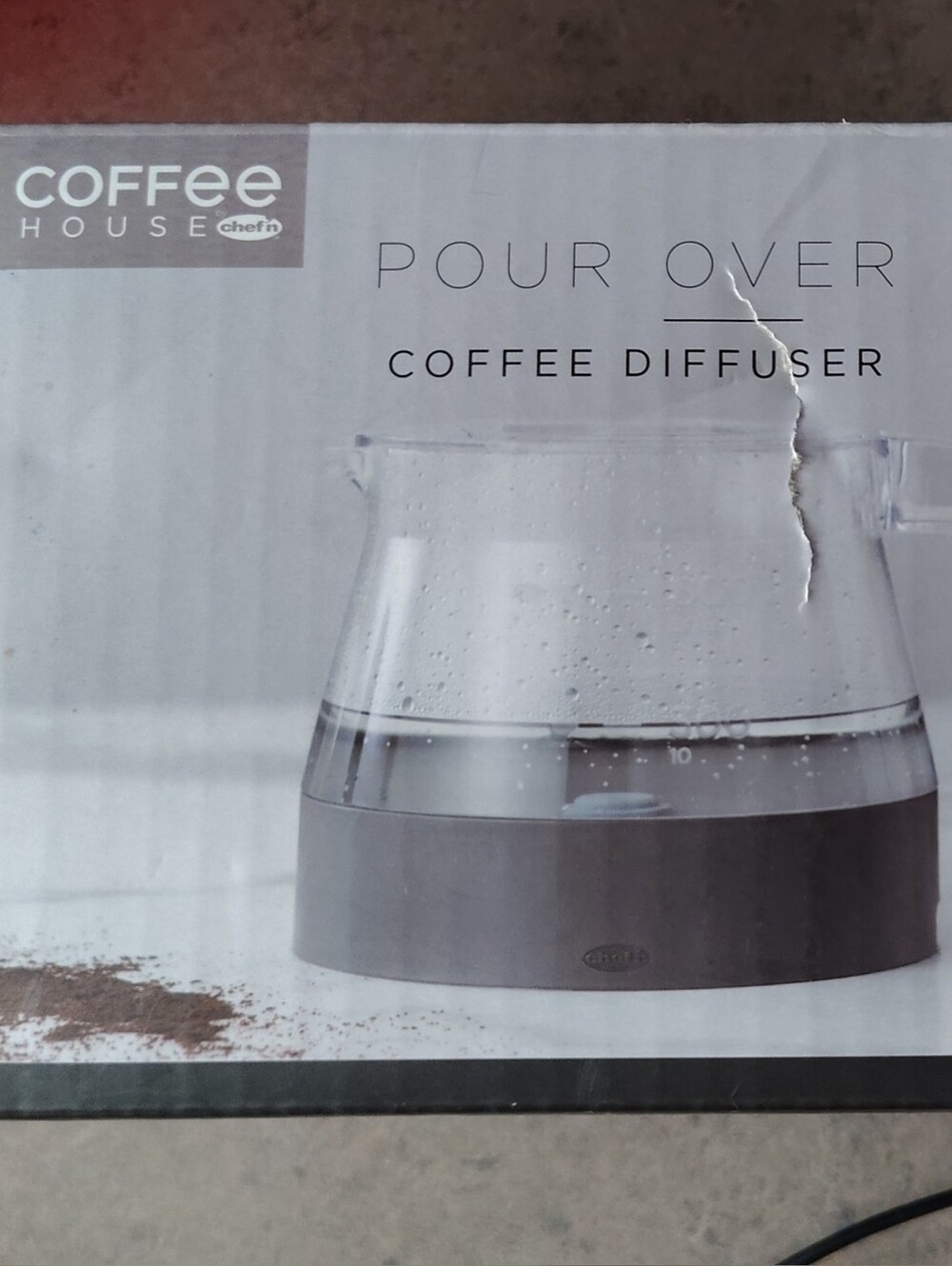 Pour Over Coffee Diffuser - Clear Glass with Gray Base